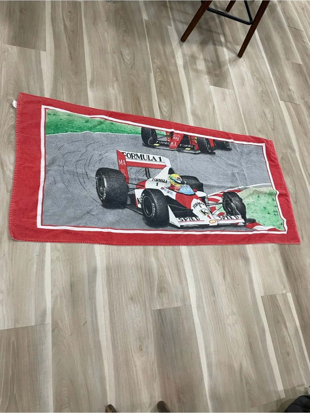 Red Formula 1 Race Car Beach Towel